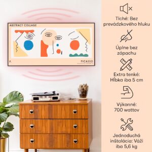 Klarstein Wonderwall Air Art, infračervený smart ohrievač, 60 x 120 cm, 700 W, nástenná inštalácia, aplikácia, abstrakt