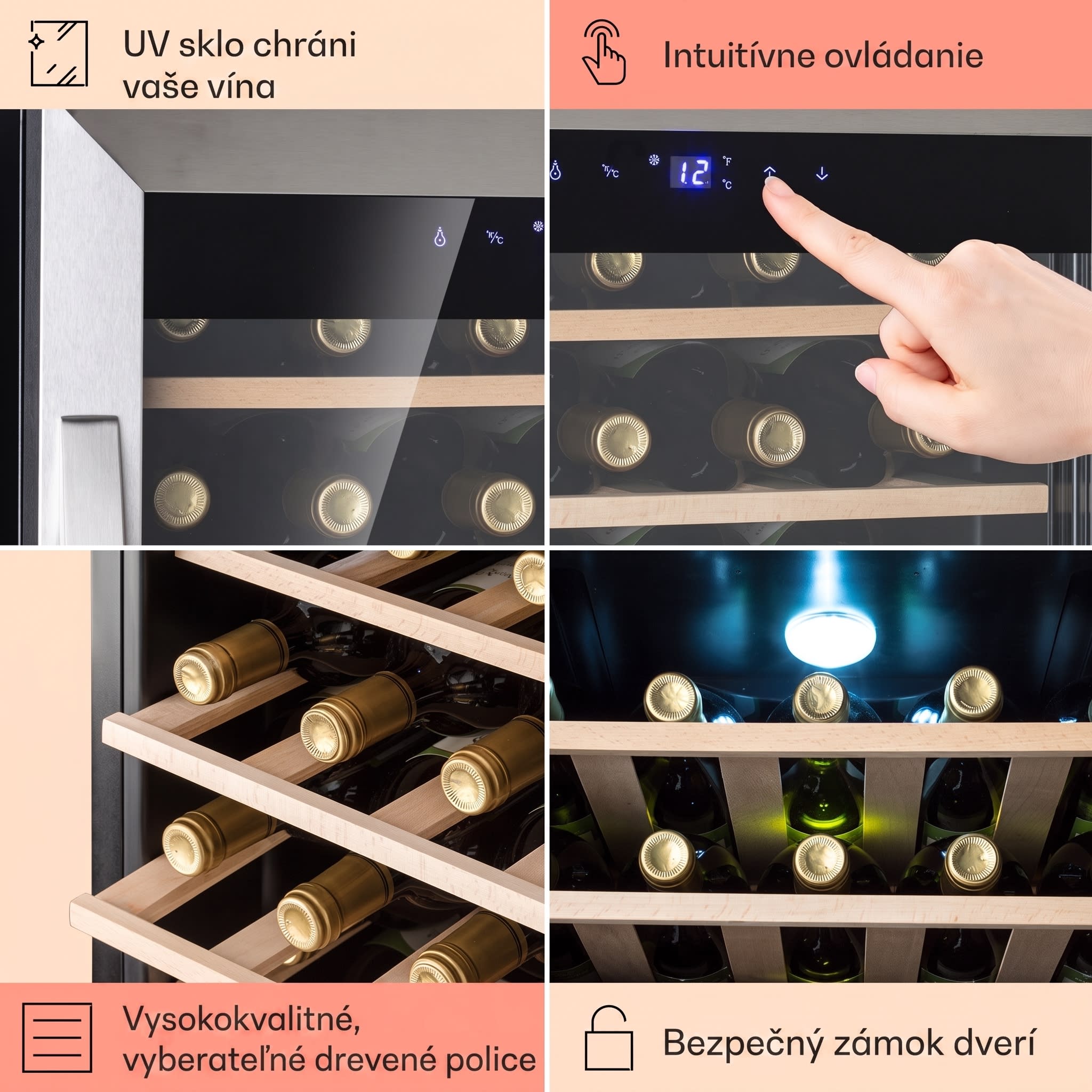 Klarstein Vinamour 32 Uno, vinotéka, 95 l, 36 fliaš, 4-18°C, 1 zóna, dotykové ovládanie – Obrázok 4