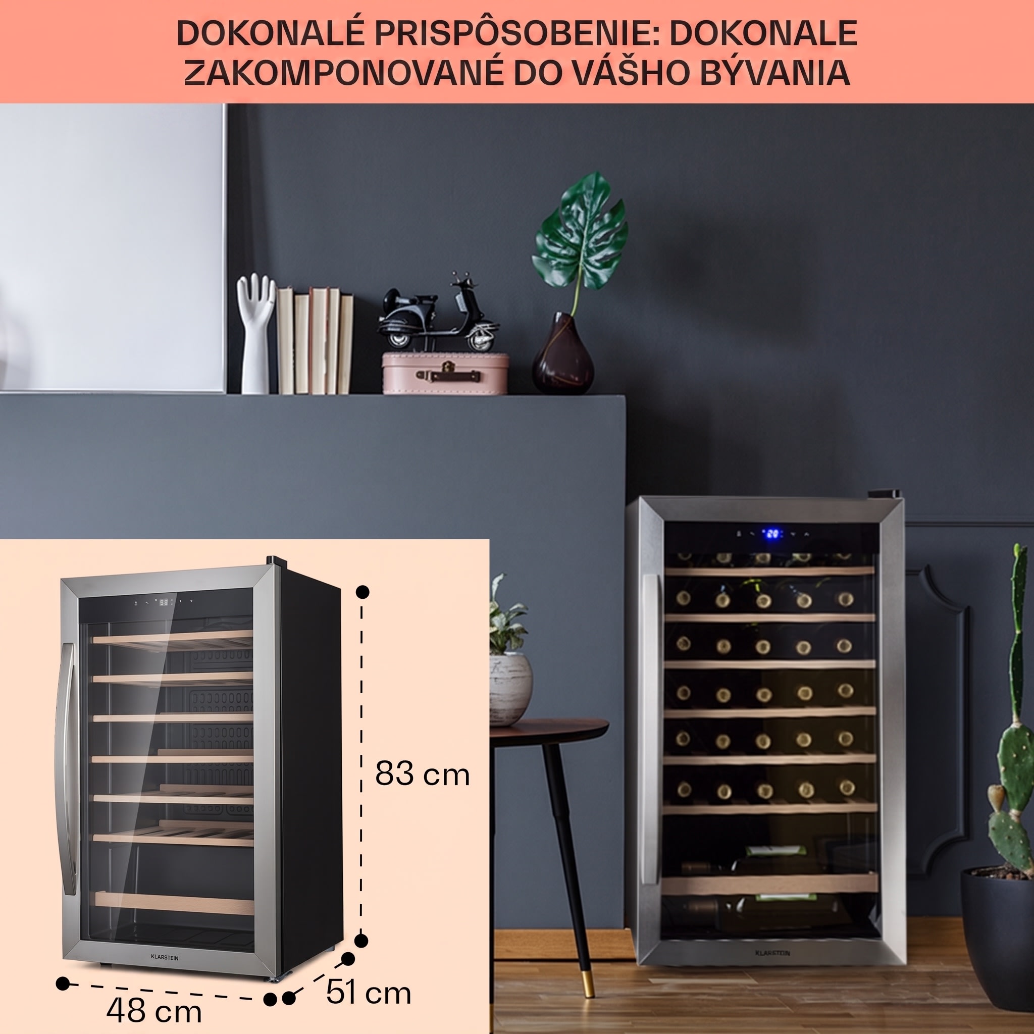 Klarstein Vinamour 32 Uno, vinotéka, 95 l, 36 fliaš, 4-18°C, 1 zóna, dotykové ovládanie – Obrázok 5