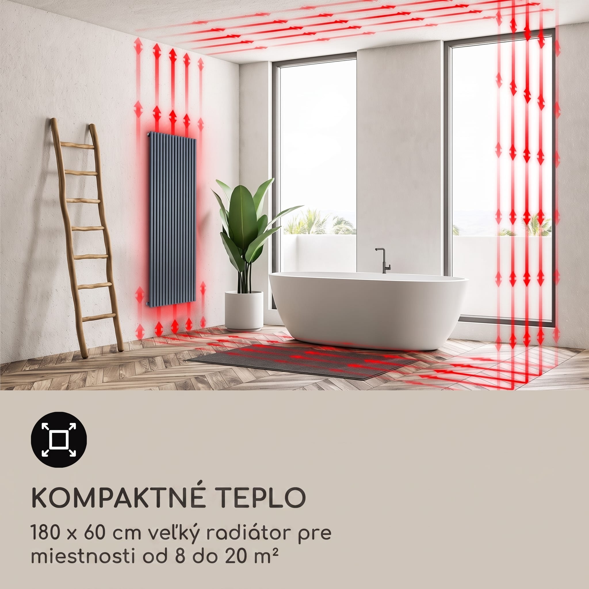 Blumfeldt Delgado, 180 x 60, radiátor, kúpeľňový radiátor, rúrkový radiátor, 1065W, teplá voda, 1/2 – Obrázok 4