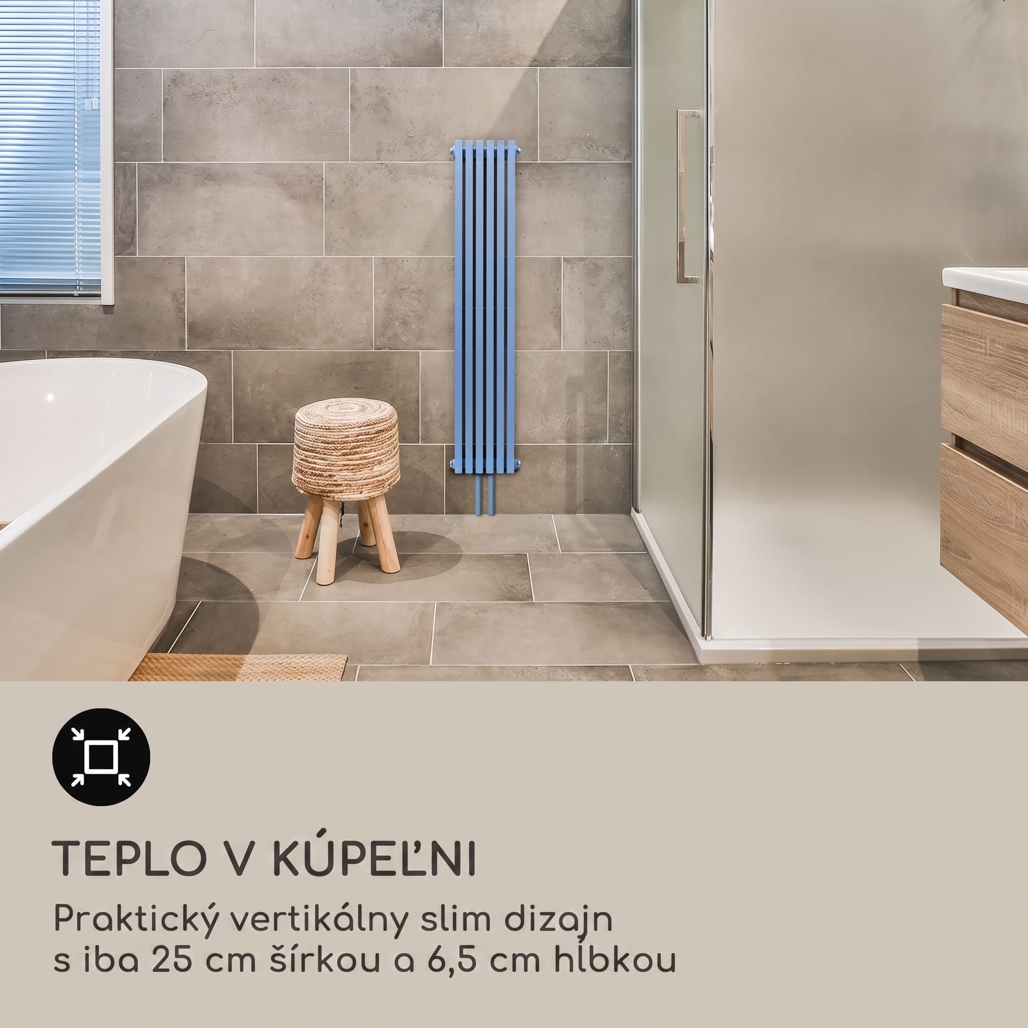 Blumfeldt Delgado, 120 x 25, radiátor, kúpeľňový radiátor, rúrkový radiátor, 508W, teplá voda, 1/2