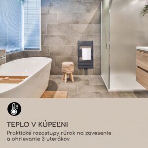 Blumfeldt Fairmont 80 x 45 radiátor 375W teplá voda 3 držiaky na uteráky 1/2