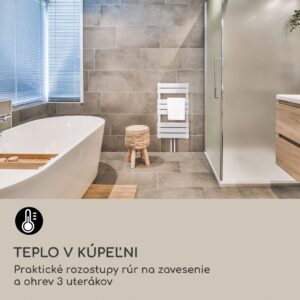 Blumfeldt Fairmont 80 x 45 radiátor 375W teplá voda 3 držiaky na uteráky 1/2