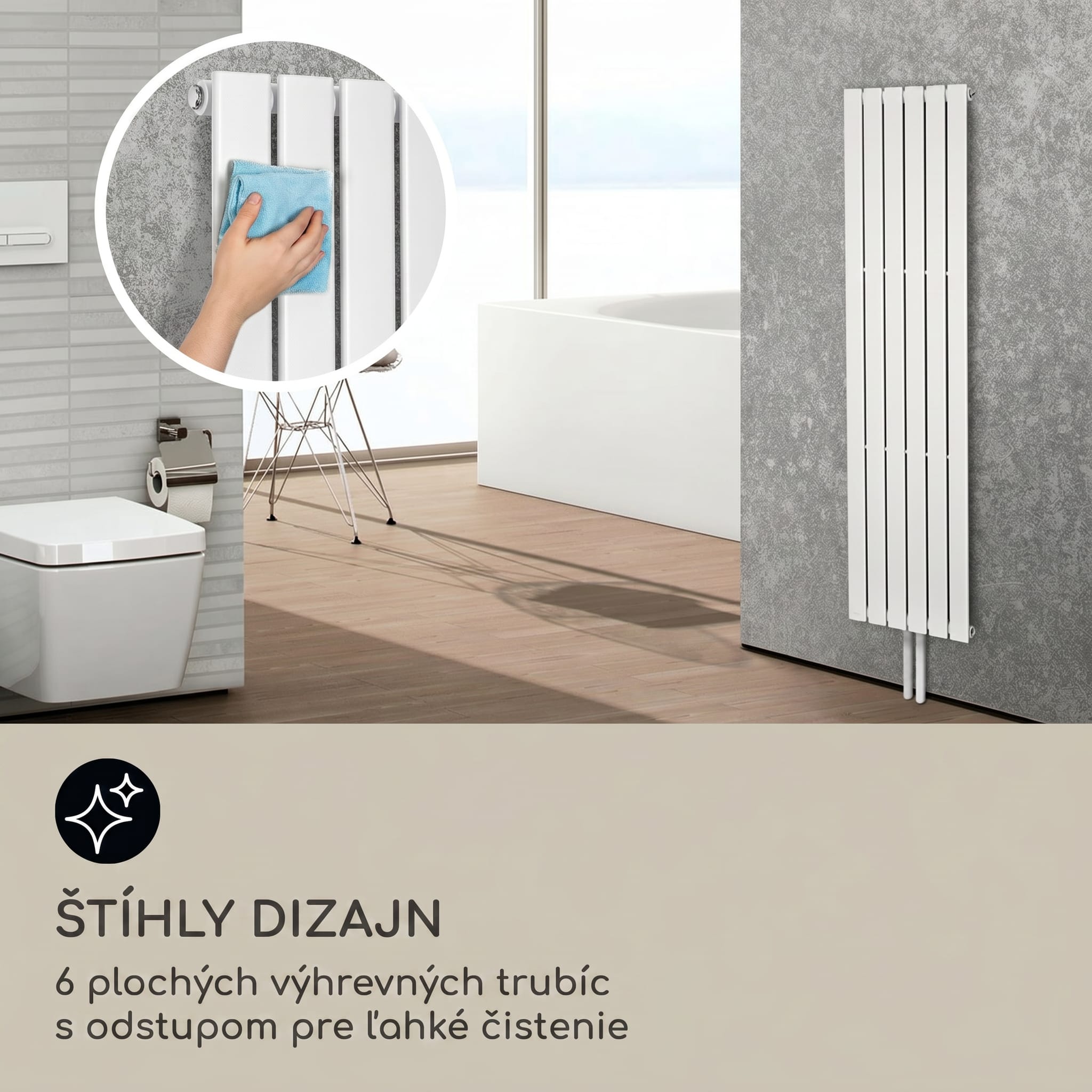 Blumfeldt Ontario 180 x 45 radiátor 1/2" bočné pripojenie, nástenná inštalácia, Slim, 485 watt – Obrázok 3