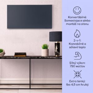 Klarstein Taal Smart, hybridný infračervený ohrievač, 105 x 56 cm, 750 W, týždenný časovač, IP24