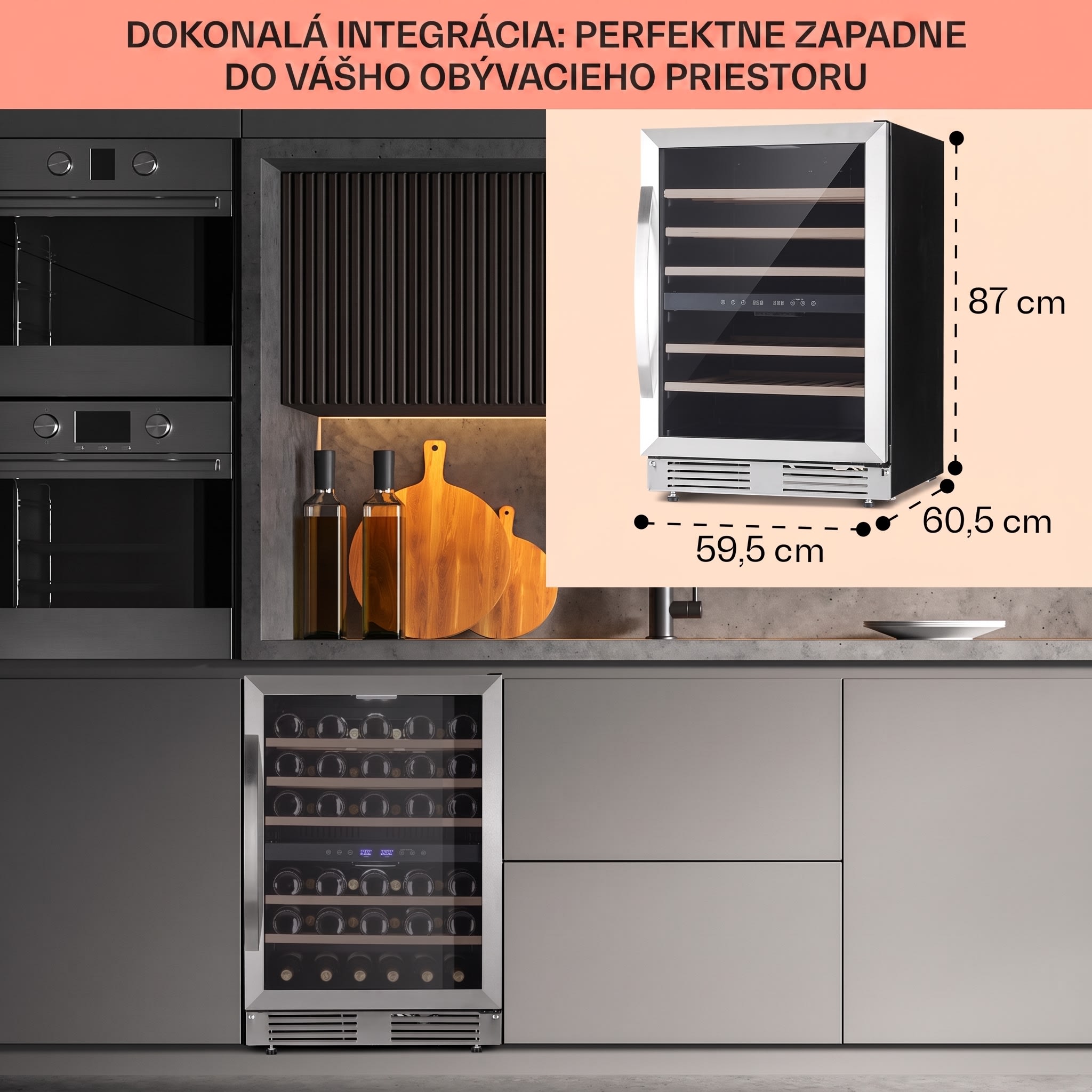 Klarstein Vinovilla 50 Duo dvojzónová vinotéka 53 l 17 fliaš 3-farebné sklenené dvere – Obrázok 5