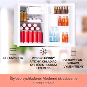 Klarstein Fargo 67, minibar, chladnička 67 l, mraznička 4 l, kompaktná