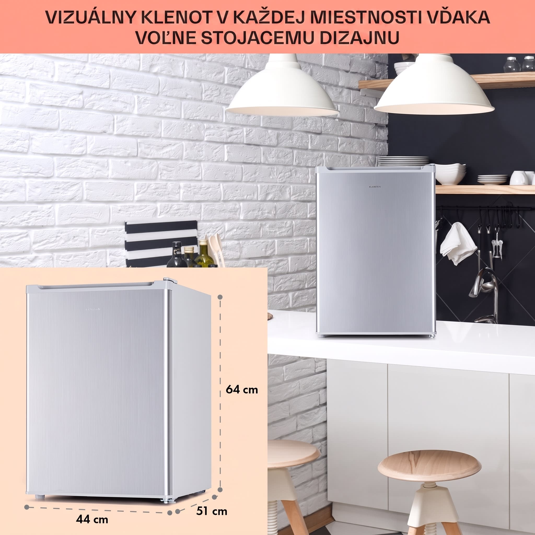 Klarstein Fargo 67 chladnička minibar 67 litrov / 4 litre mraznička kompaktná – Obrázok 5