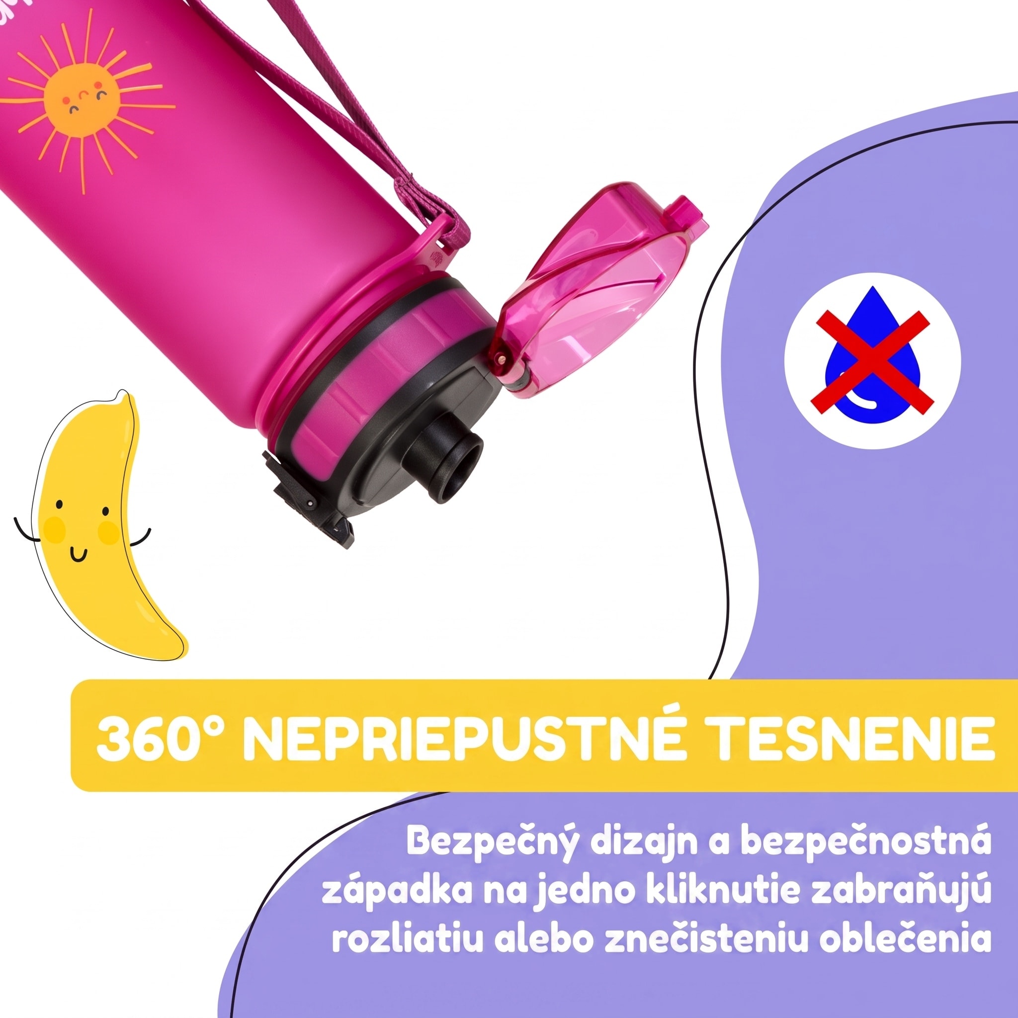 Klarstein Schmatzfatz Wakaba fľaša na pitie | 400 ml | Tritan | Popruh na prenášanie | Bez BPA – Obrázok 2