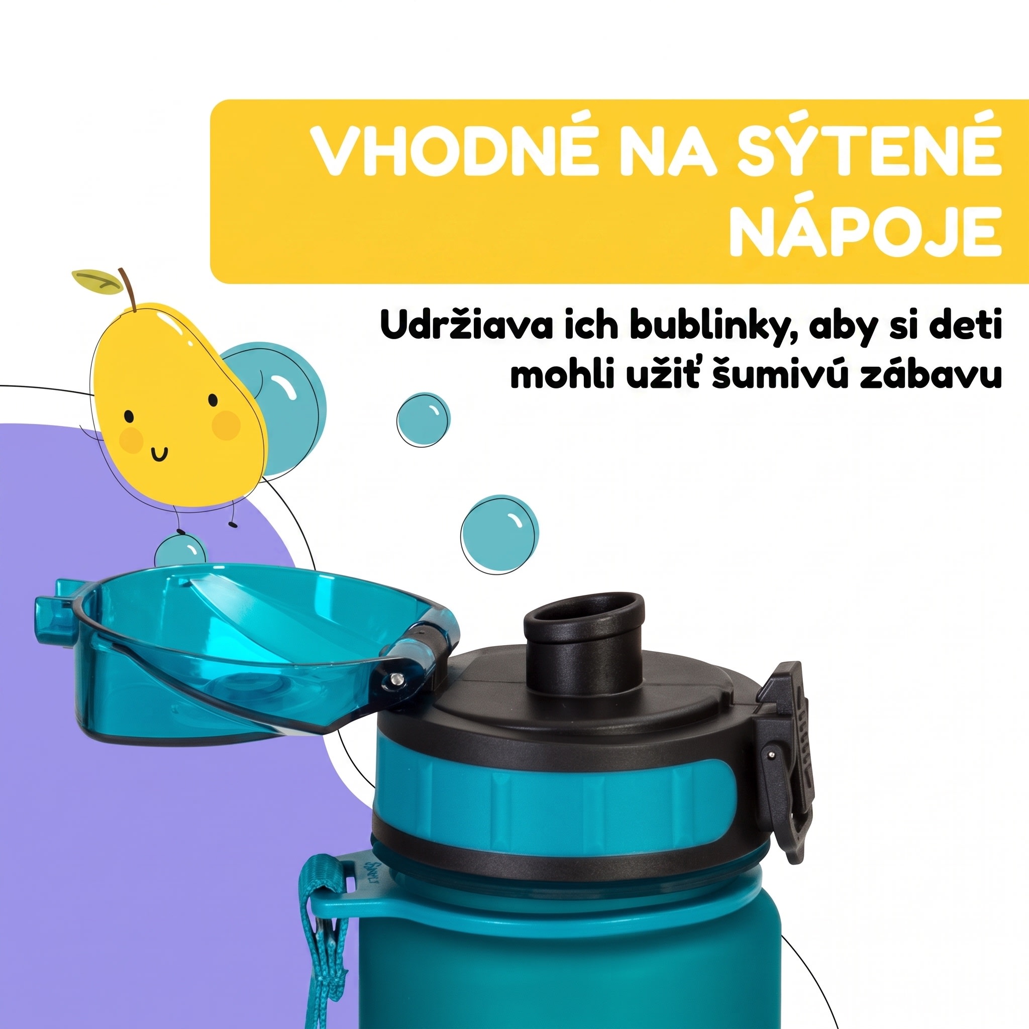 Klarstein Schmatzfatz Wakaba fľaša na pitie | 400 ml | Tritan | Popruh na prenášanie | Bez BPA – Obrázok 3