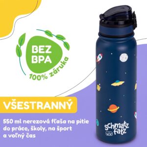 Klarstein schmatzfatz detská izolovaná fľaša na pitie 550 ml nerezová oceľ | ABS | BPA-free