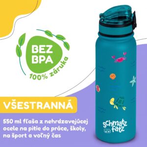 Klarstein schmatzfatz detská izolovaná fľaša na pitie 550 ml nerezová oceľ | ABS | BPA-free