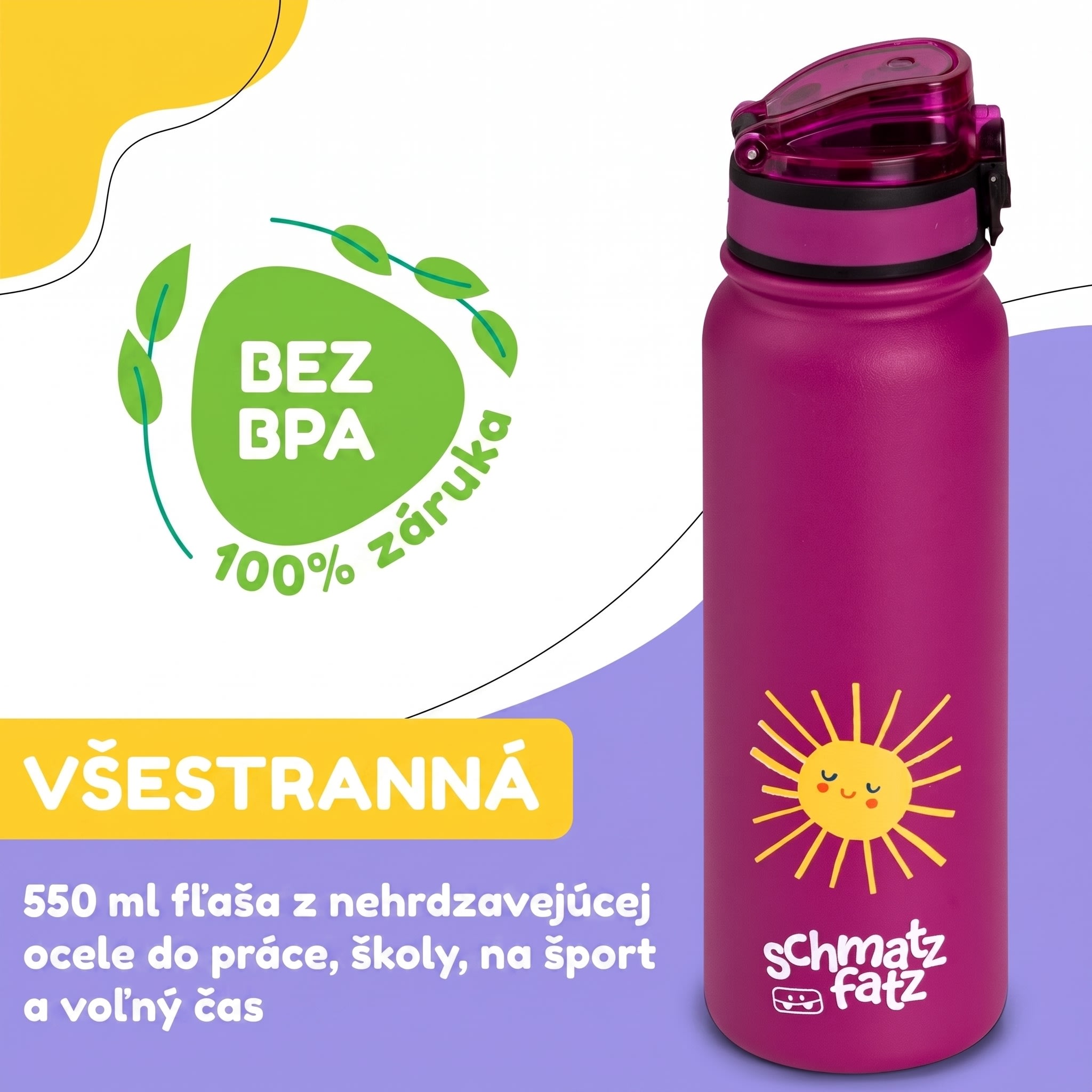 Klarstein schmatzfatz detská izolovaná fľaša na pitie 550 ml nerezová oceľ | ABS | BPA-free