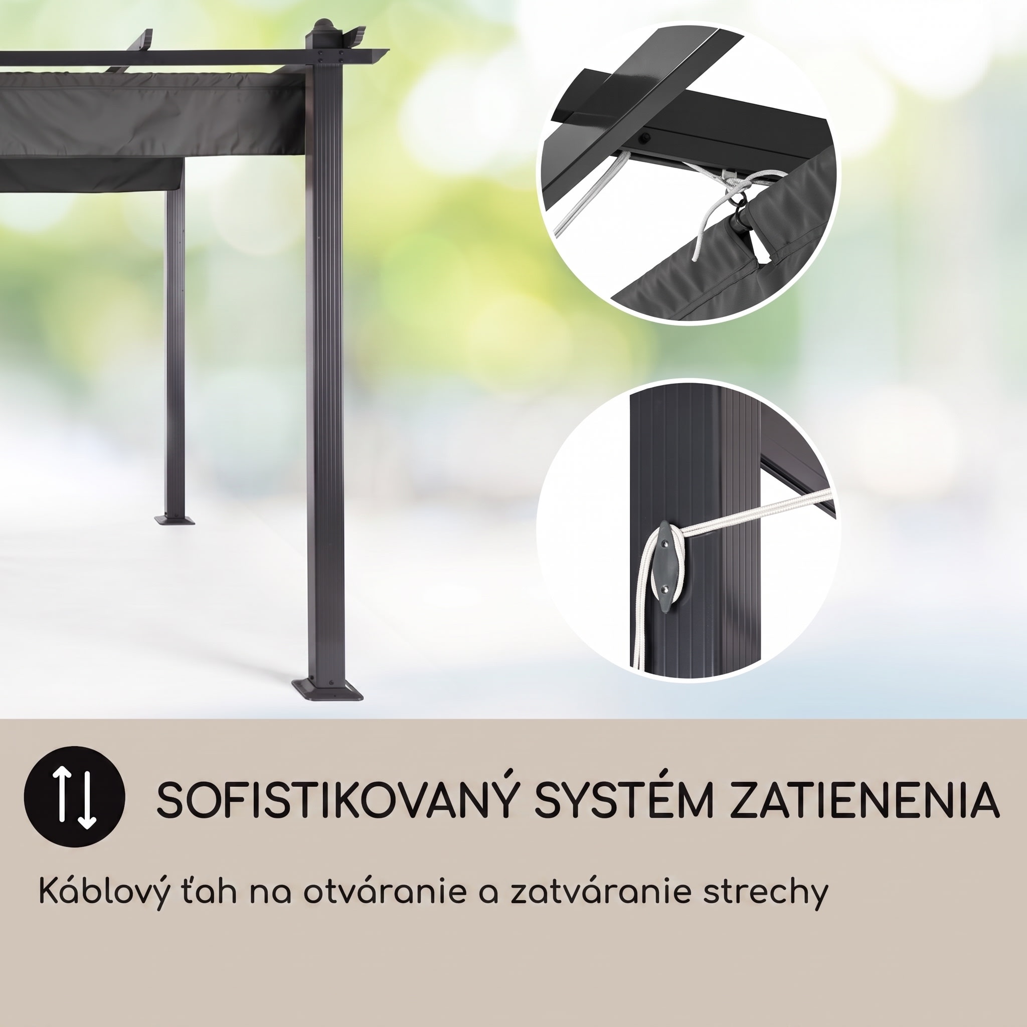 Blumfeldt Pantheon, pergola, prístrešok, 3 x 4 m, hliník, strieška proti slnku, polyester, sivá – Obrázok 4