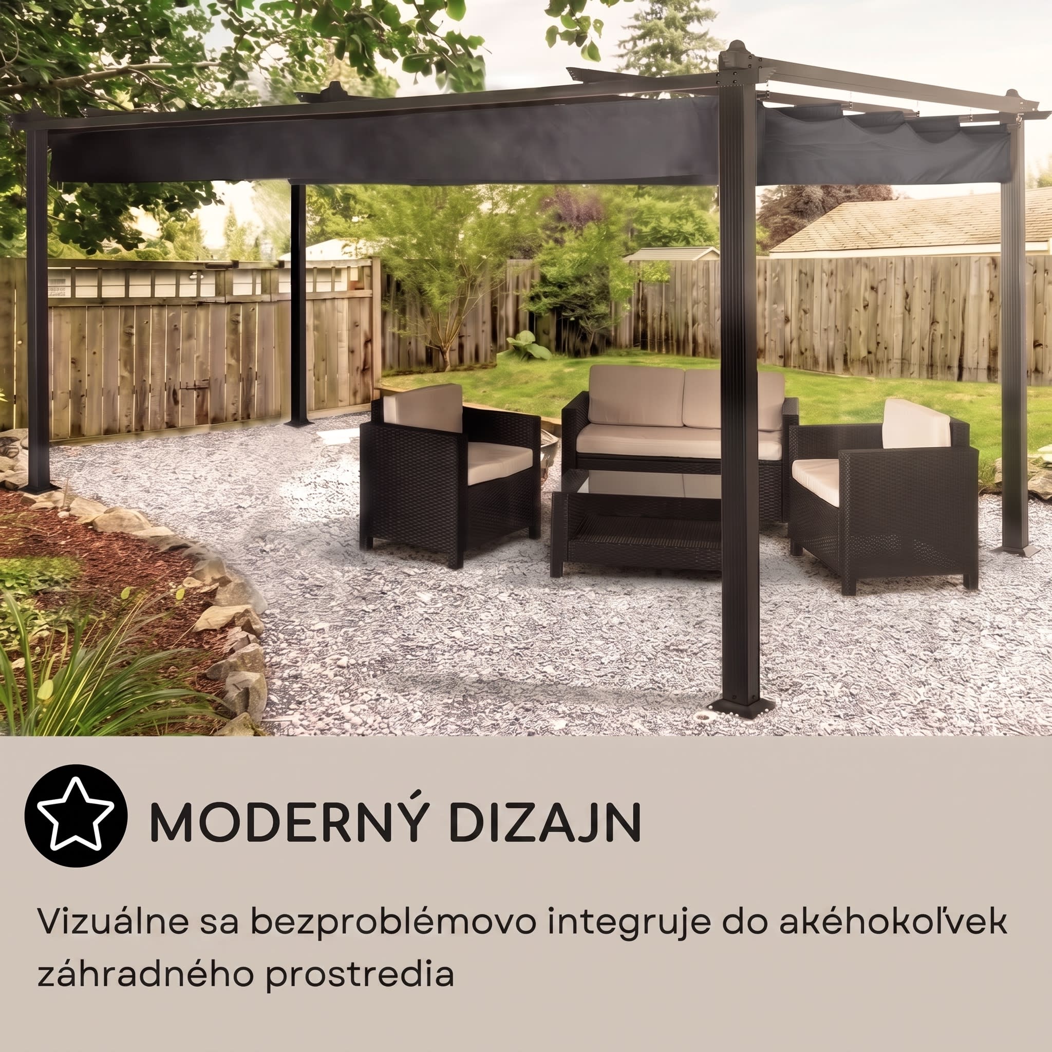 Blumfeldt Pantheon, pergola, prístrešok, 3 x 4 m, hliník, strieška proti slnku, polyester, sivá – Obrázok 5
