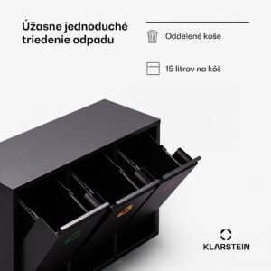 Klarstein Ordnungshüter 3 odpadkové koše 45 litrov 3 nádoby recyklácia nástenná montáž