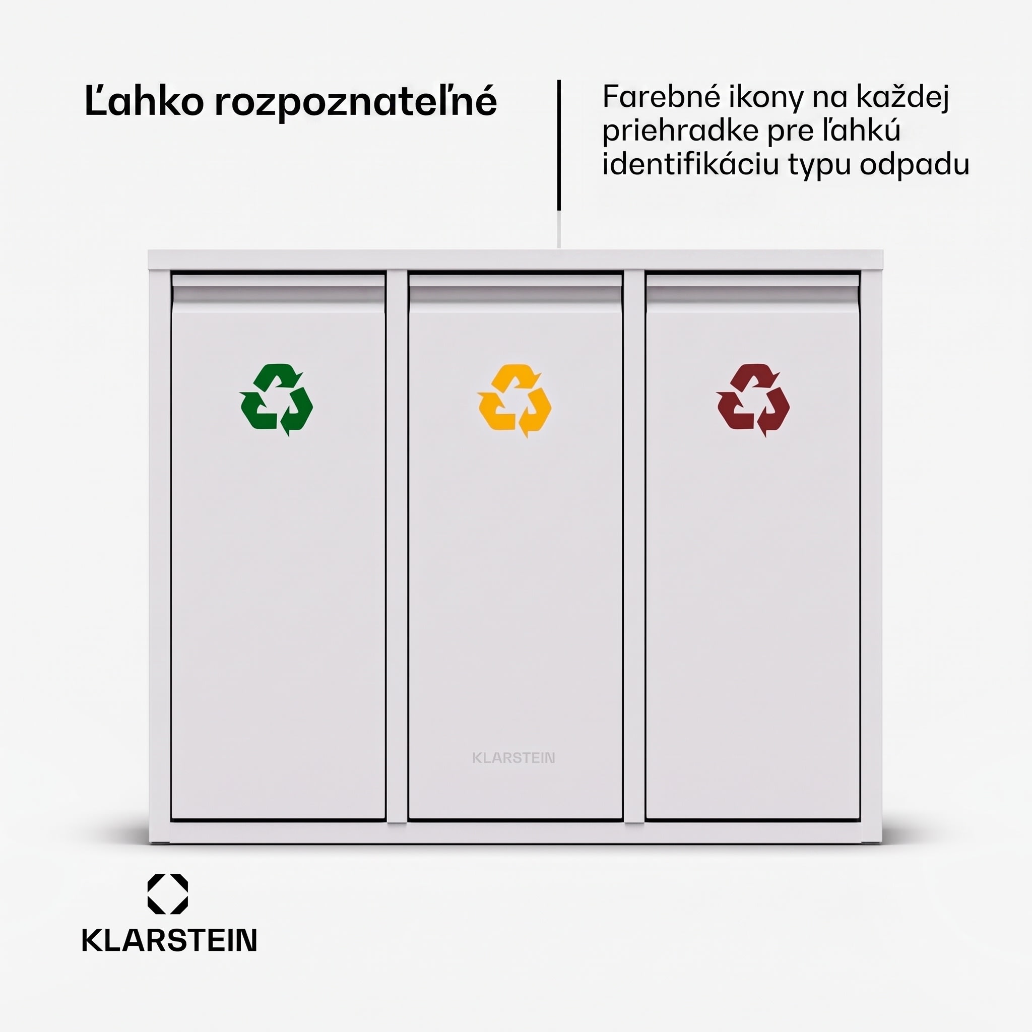 Klarstein Ordnungshüter 3 odpadkové koše 45 litrov 3 nádoby recyklácia nástenná montáž – Obrázok 2