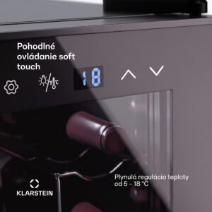 Klarstein Shiraz 8 Uno, vertikálna chladnička na víno, 8 fliaš, 8 - 18 °C, dotykové ovládanie