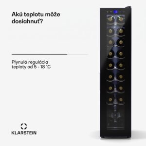 Klarstein Shiraz 18 Slim Uno, chladnička na víno, 18 fliaš, 5 - 18 °C, dotykové ovládanie