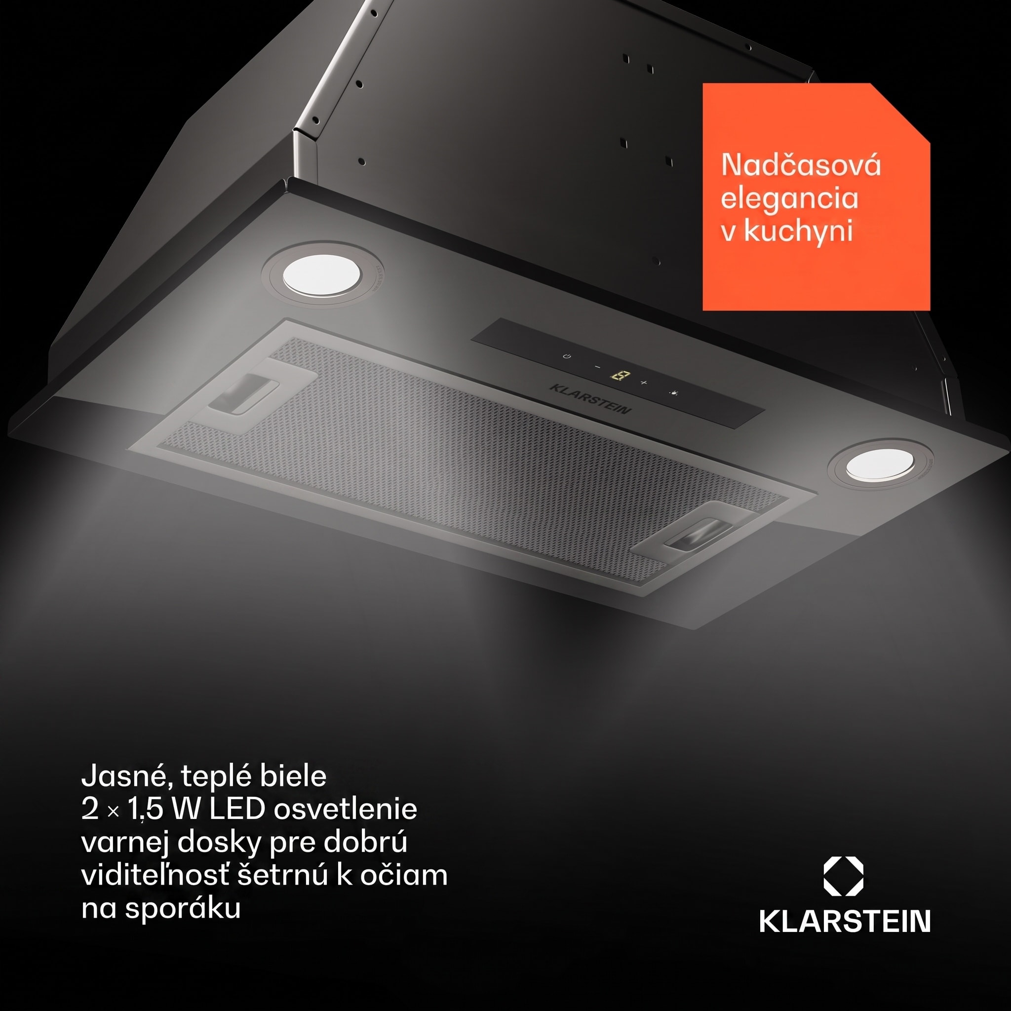 Klarstein Paolo 52 vstavaný Digestor 52 cm 439 m³/h LED Touch A++ – Obrázok 3