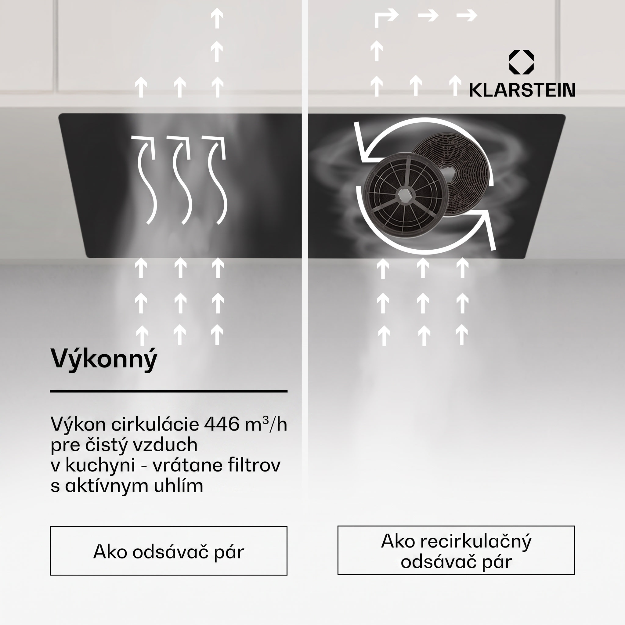 Klarstein Hektor Eco, digestor, 52 cm, 446 m³/h, dotykové ovládanie, sklo – Obrázok 2