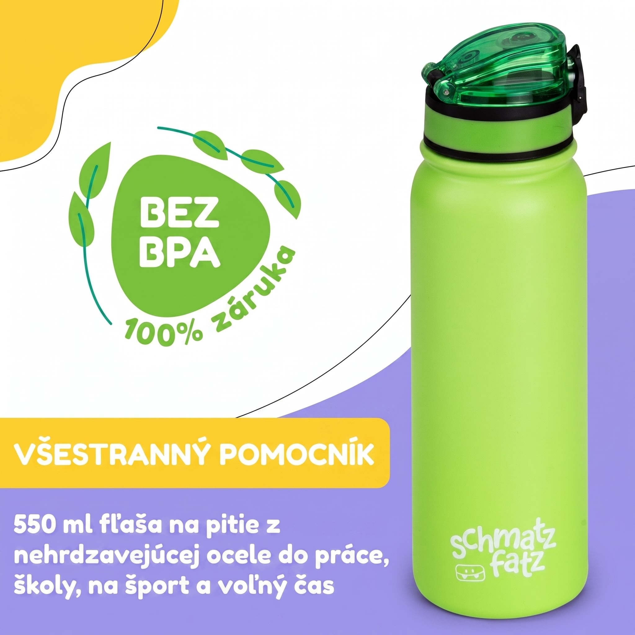 Klarstein schmatzfatz detská izolovaná fľaša na pitie 550 ml nerezová oceľ | ABS | BPA-free