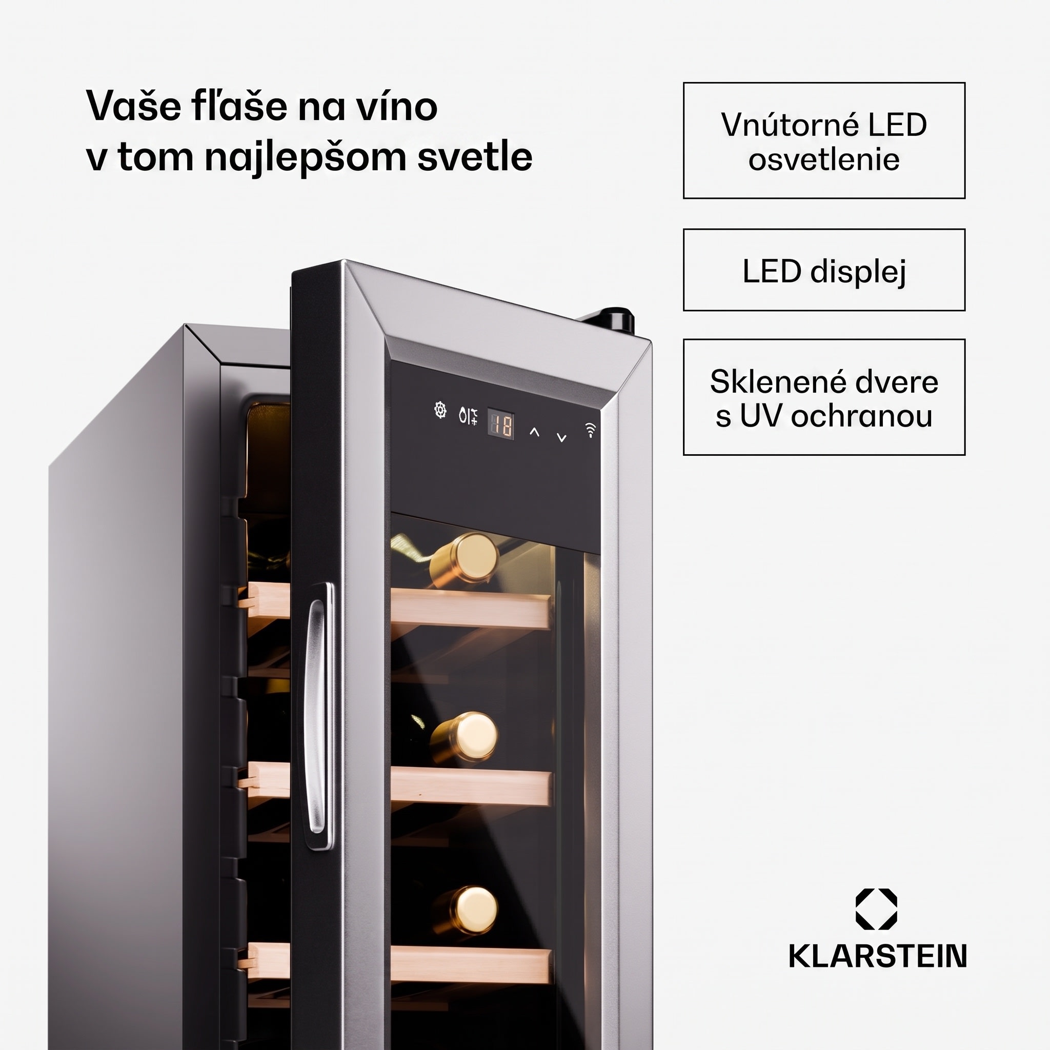 Klarstein Shiraz Premium Smart, Chladnička na víno, 12 Slim na 12 fliaš – Obrázok 3