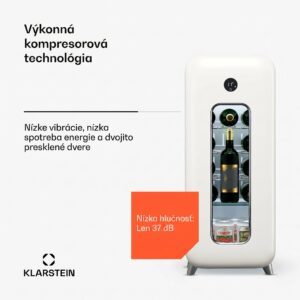 Klarstein Shirley 15 Uno, chladnička na víno, 15 fliaš, 5 - 20 °C, dotykové ovládanie, retro