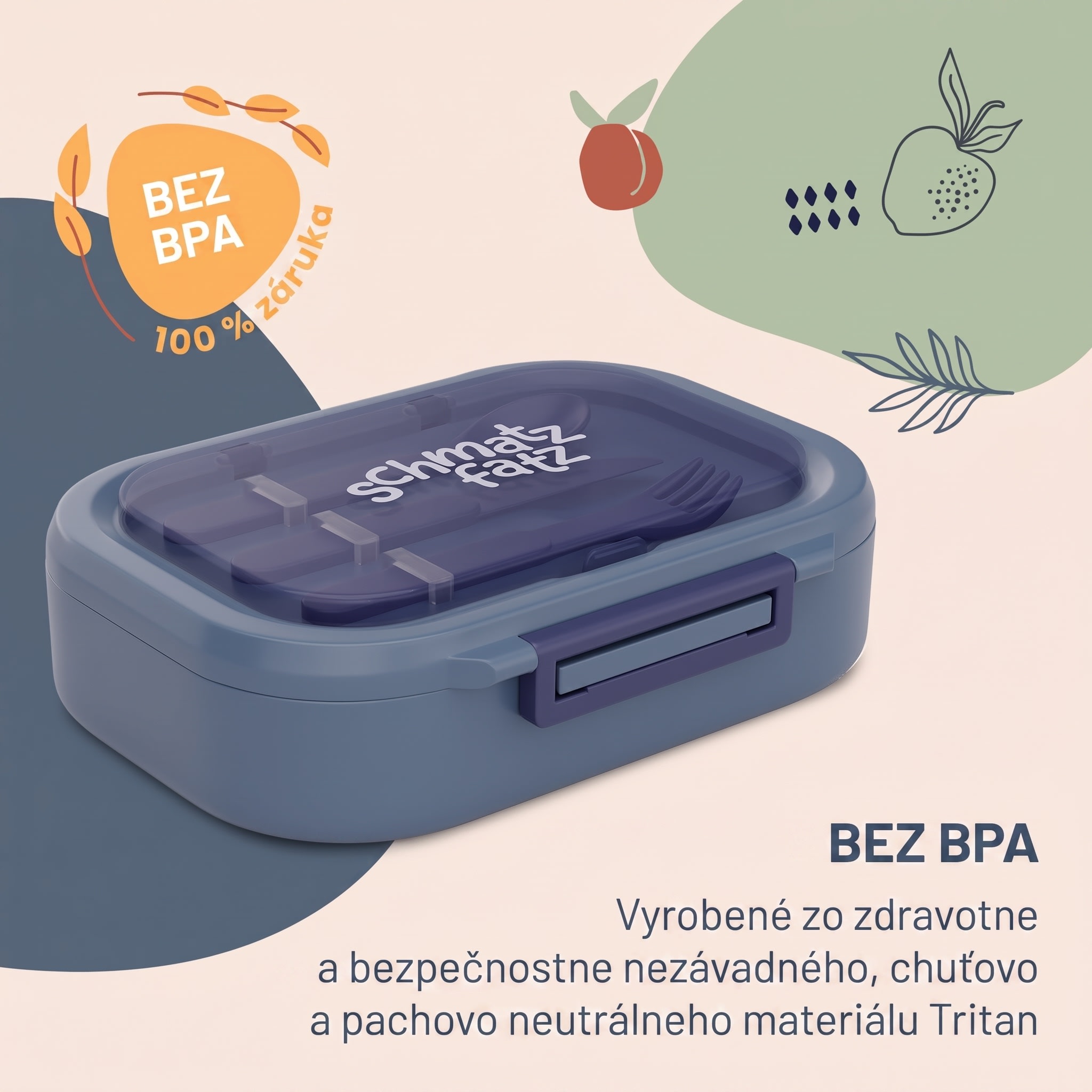 Klarstein Bunko, desiatový box, 3 priehradky, 3-dielny príbor Rozmery: cca 21 x 14,5 x 5,5 cm (Š x V x H) – Obrázok 2