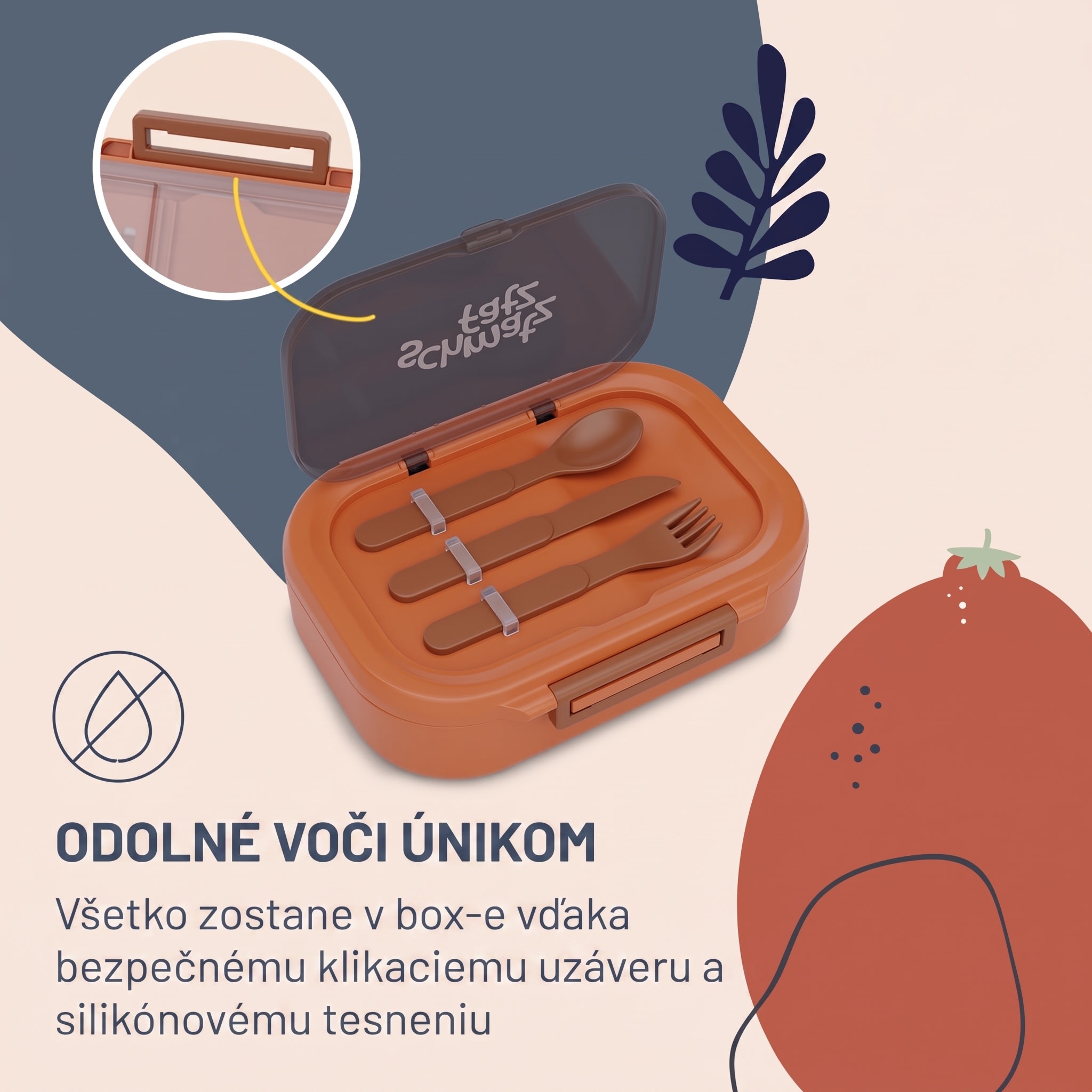 Klarstein Bunko, desiatový box, 3 priehradky, 3-dielny príbor Rozmery: cca 21 x 14,5 x 5,5 cm (Š x V x H) – Obrázok 3
