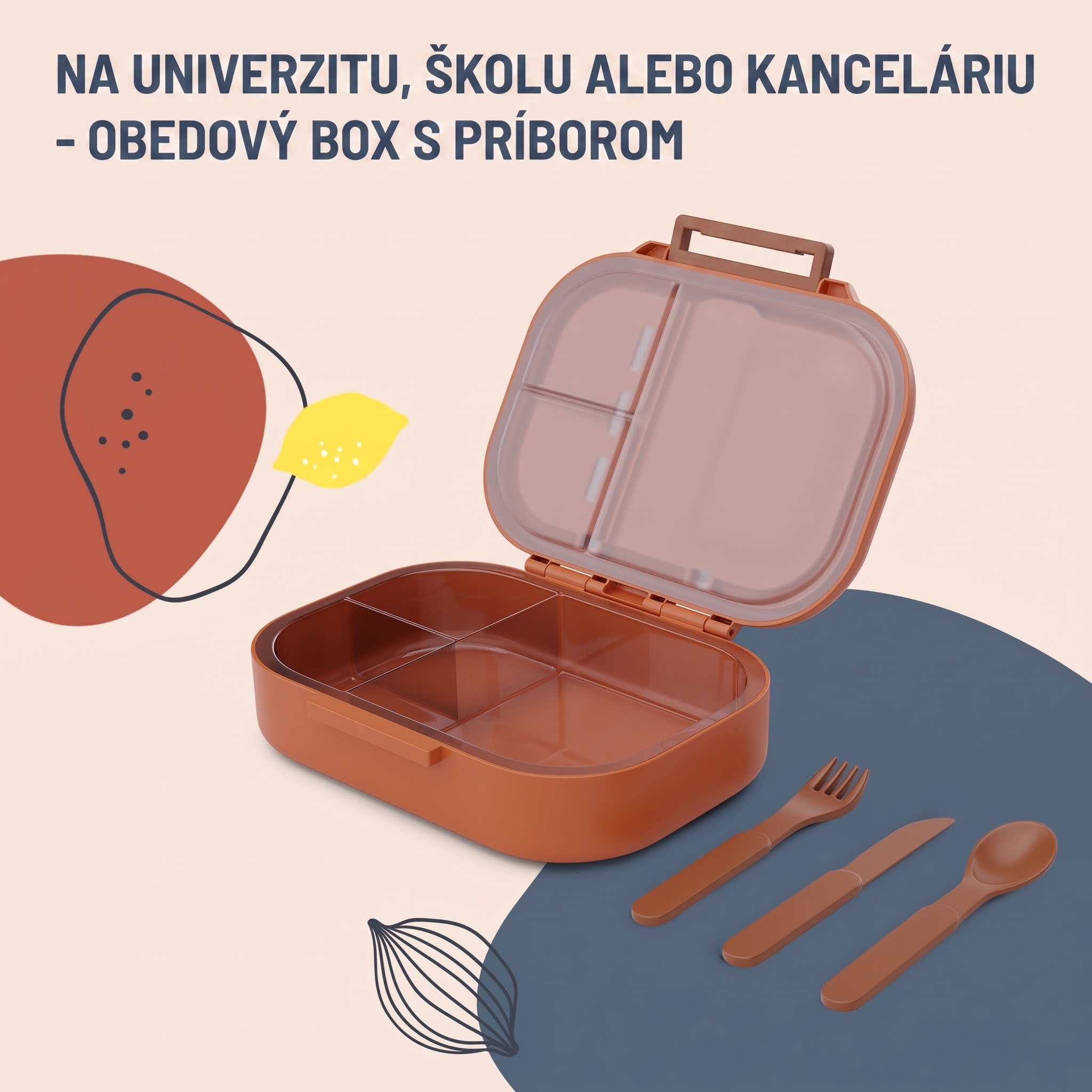 Klarstein Bunko, desiatový box, 3 priehradky, 3-dielny príbor Rozmery: cca 21 x 14,5 x 5,5 cm (Š x V x H) – Obrázok 4