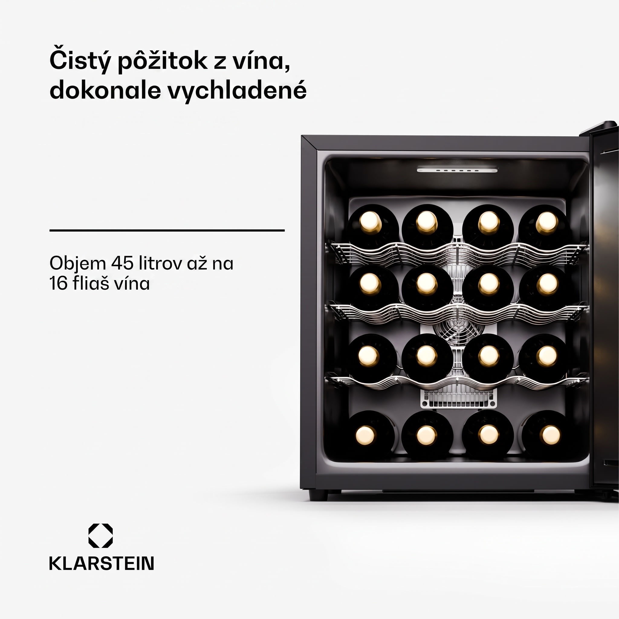 Klarstein Silent Vino 16 Uno, Chladnička na víno, 1 zóna / 16 fliaš