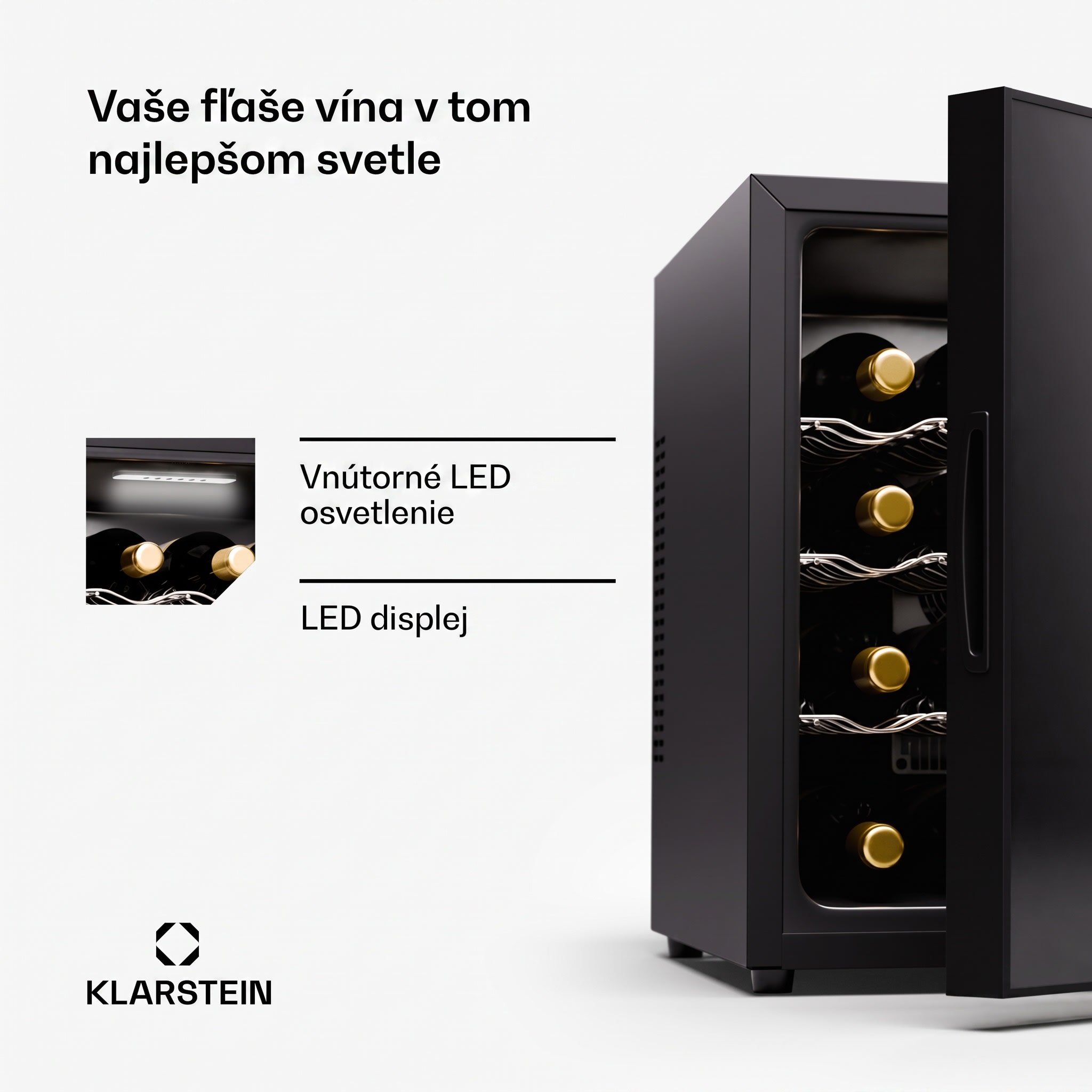 Klarstein Silent Vino 16 Uno, Chladnička na víno, 1 zóna / 16 fliaš – Obrázok 4