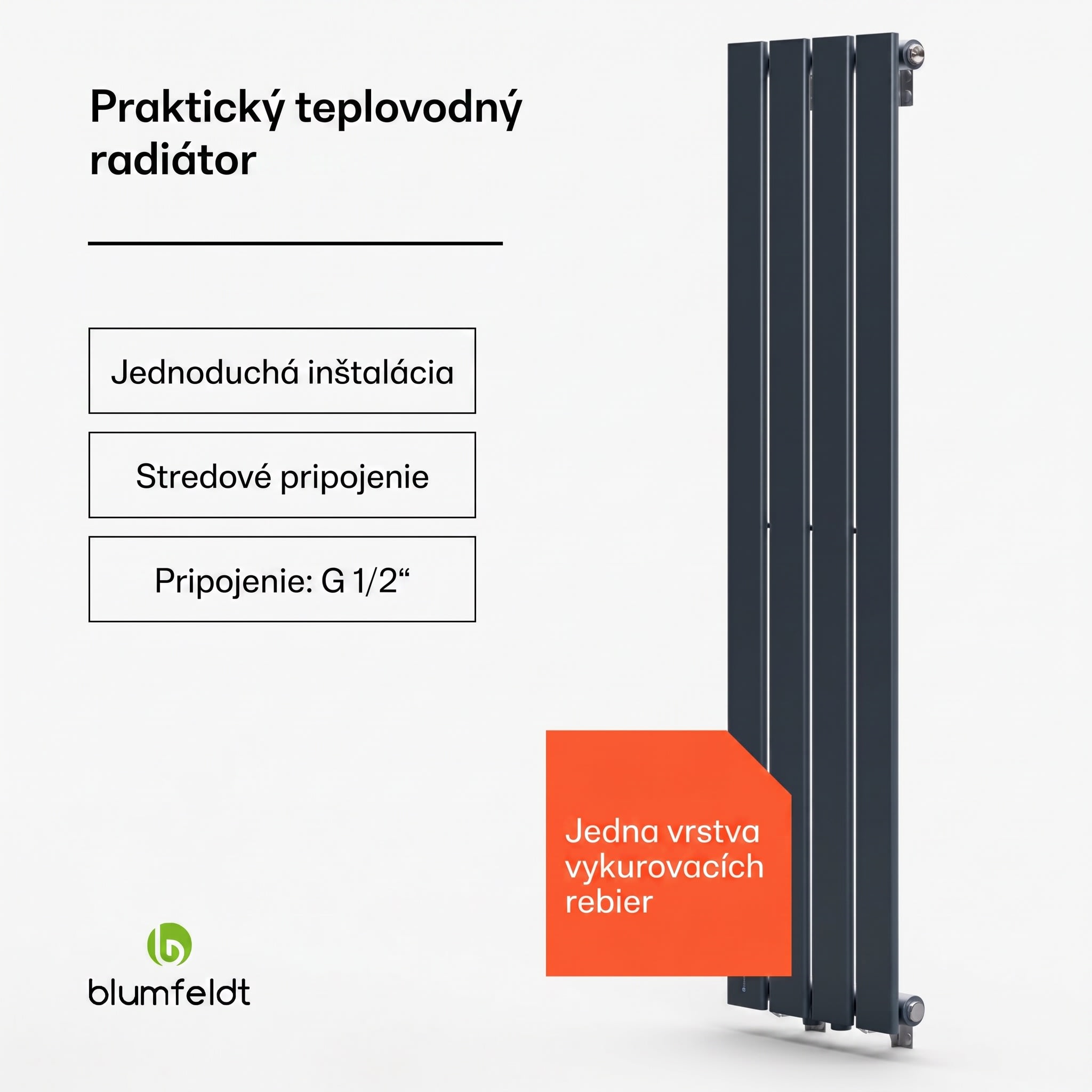 Blumfeldt Ontario, radiátor, 30 x 120, pripojenie 1/2", inštalácia na stenu, 733 W – Obrázok 2