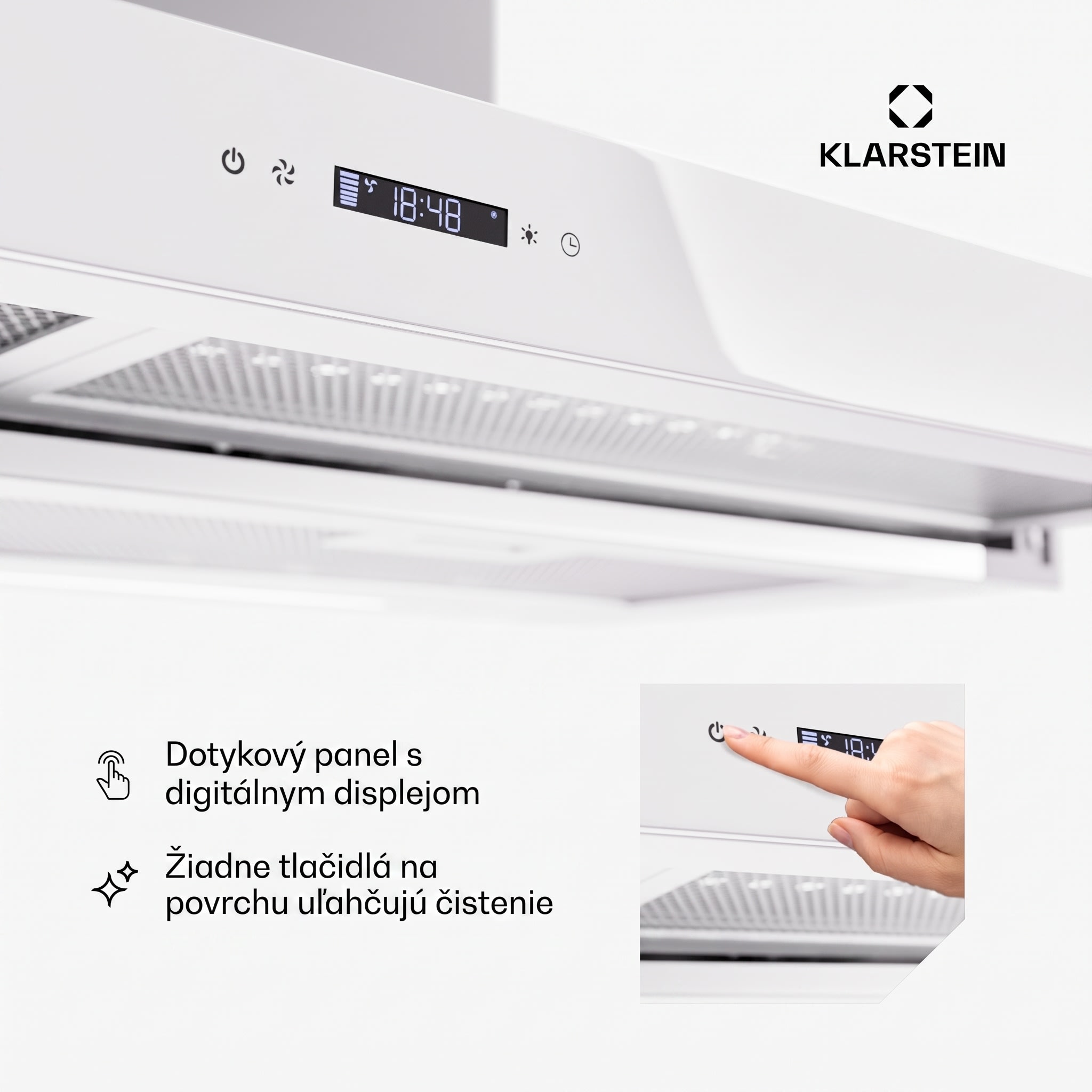 Klarstein Mariana Neo 90 odsávač s plochým krytom 90 cm 640 m³/h odťah LED – Obrázok 4