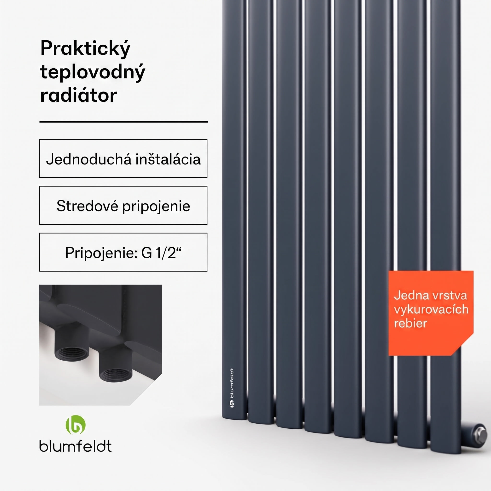 Blumfeldt Tallheo, 47 x 160, radiátor, rúrkový radiátor, 728 W, teplá voda, 1/2 – Obrázok 2