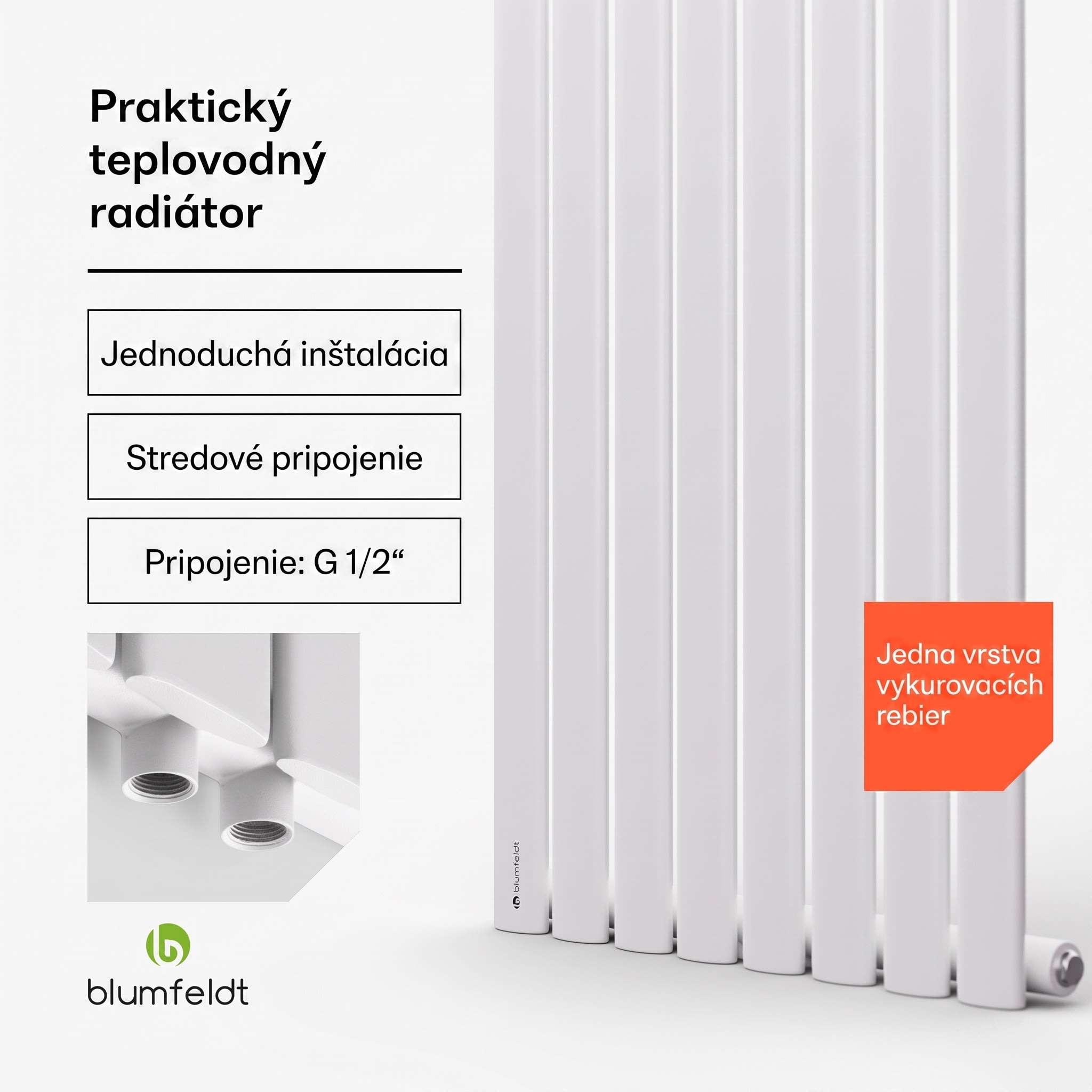 Blumfeldt Tallheo, 47 x 160, radiátor, rúrkový radiátor, 728 W, teplá voda, 1/2 – Obrázok 2