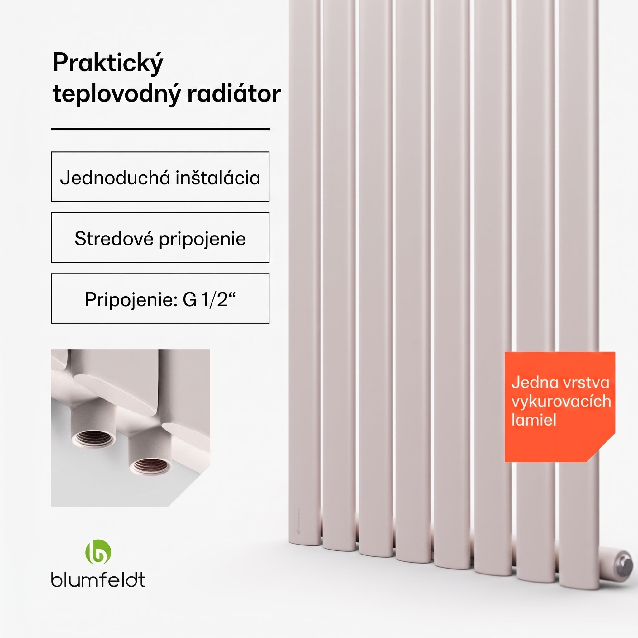 Blumfeldt Tallheo, 47 x 160, radiátor, rúrkový radiátor, 728 W, teplá voda, 1/2 – Obrázok 2
