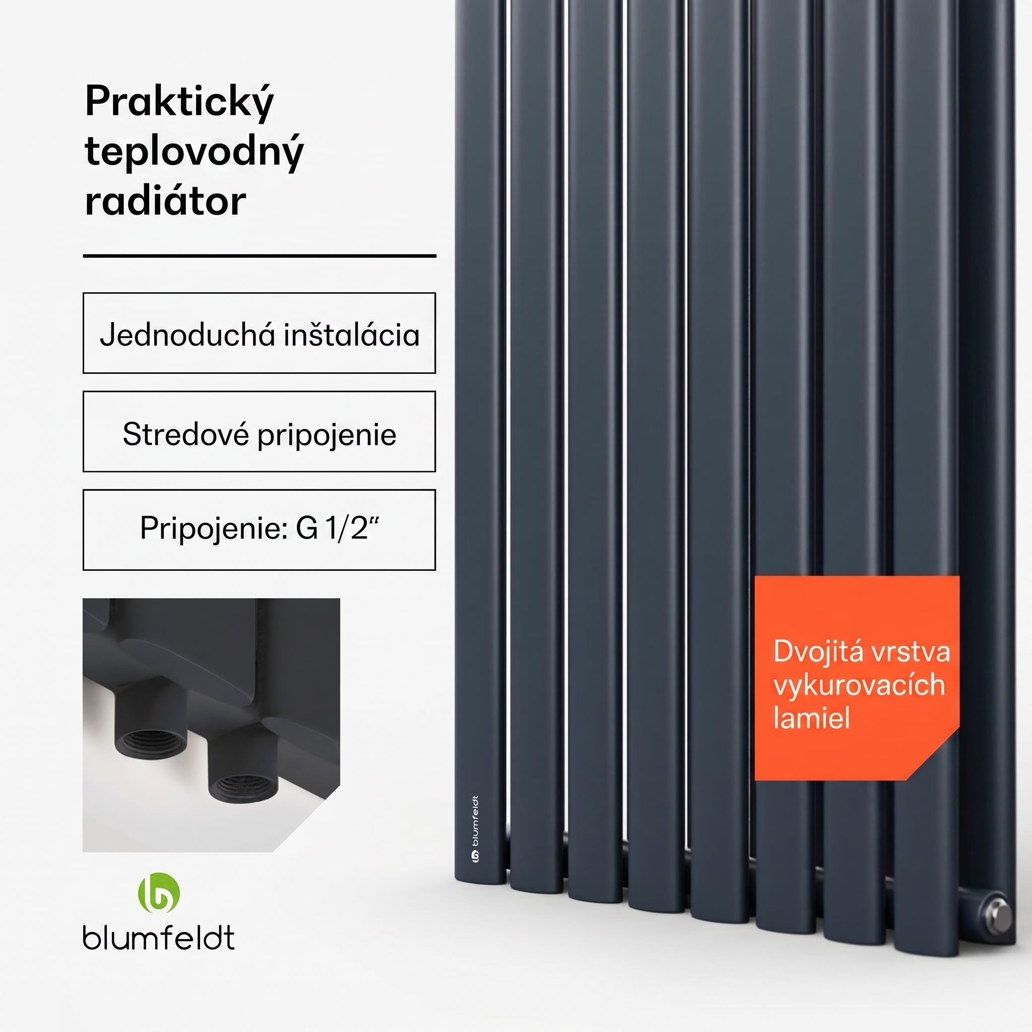 Blumfeldt Tallheo, 47 x 160, radiátor, kúpeľňový radiátor, rúrkový radiátor, 1472 W, teplovodný, 1/2 – Obrázok 2