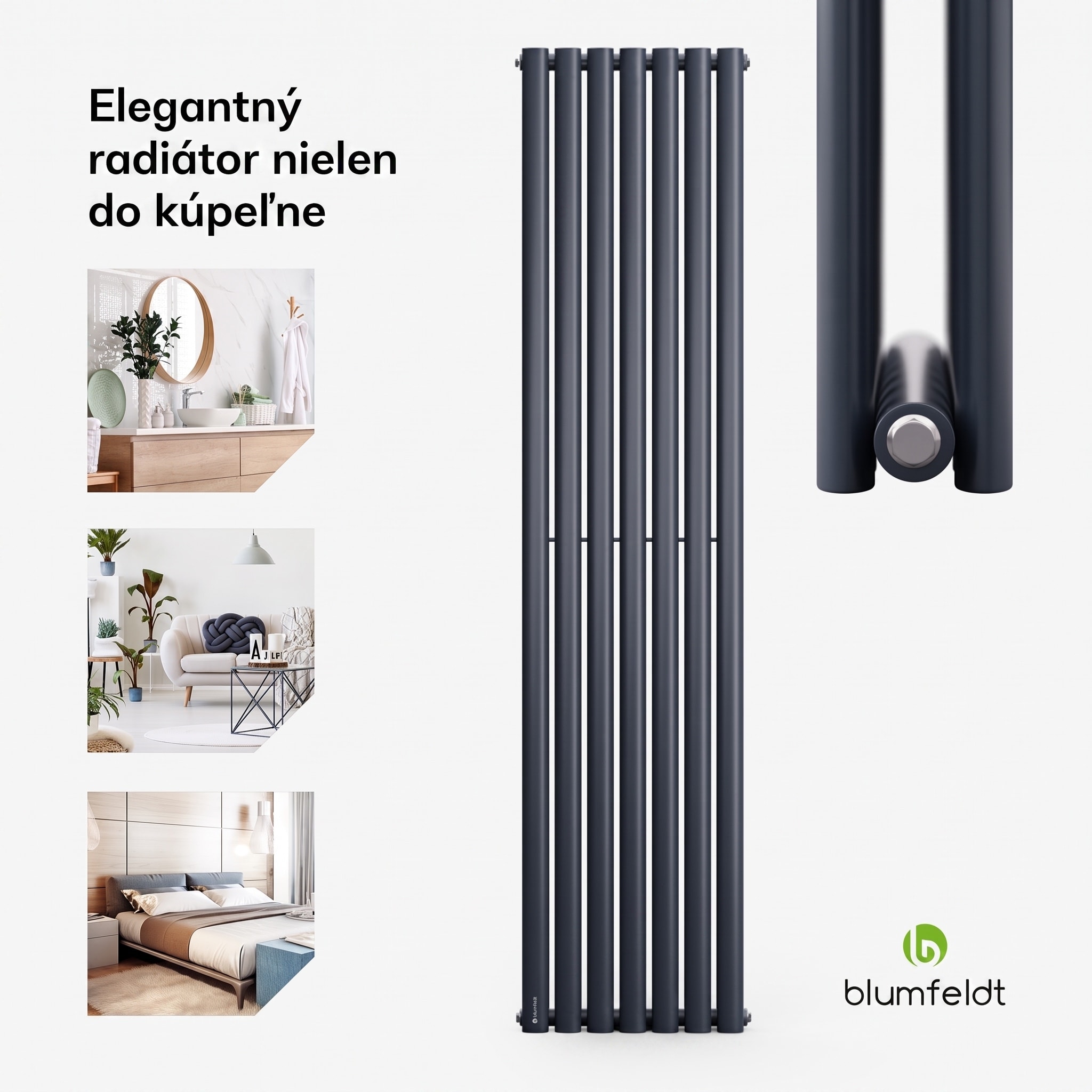 Blumfeldt Tallheo, 41 x 180, radiátor, kúpeľňový radiátor, rúrkový radiátor, 1435 W, teplovodný, 1/2