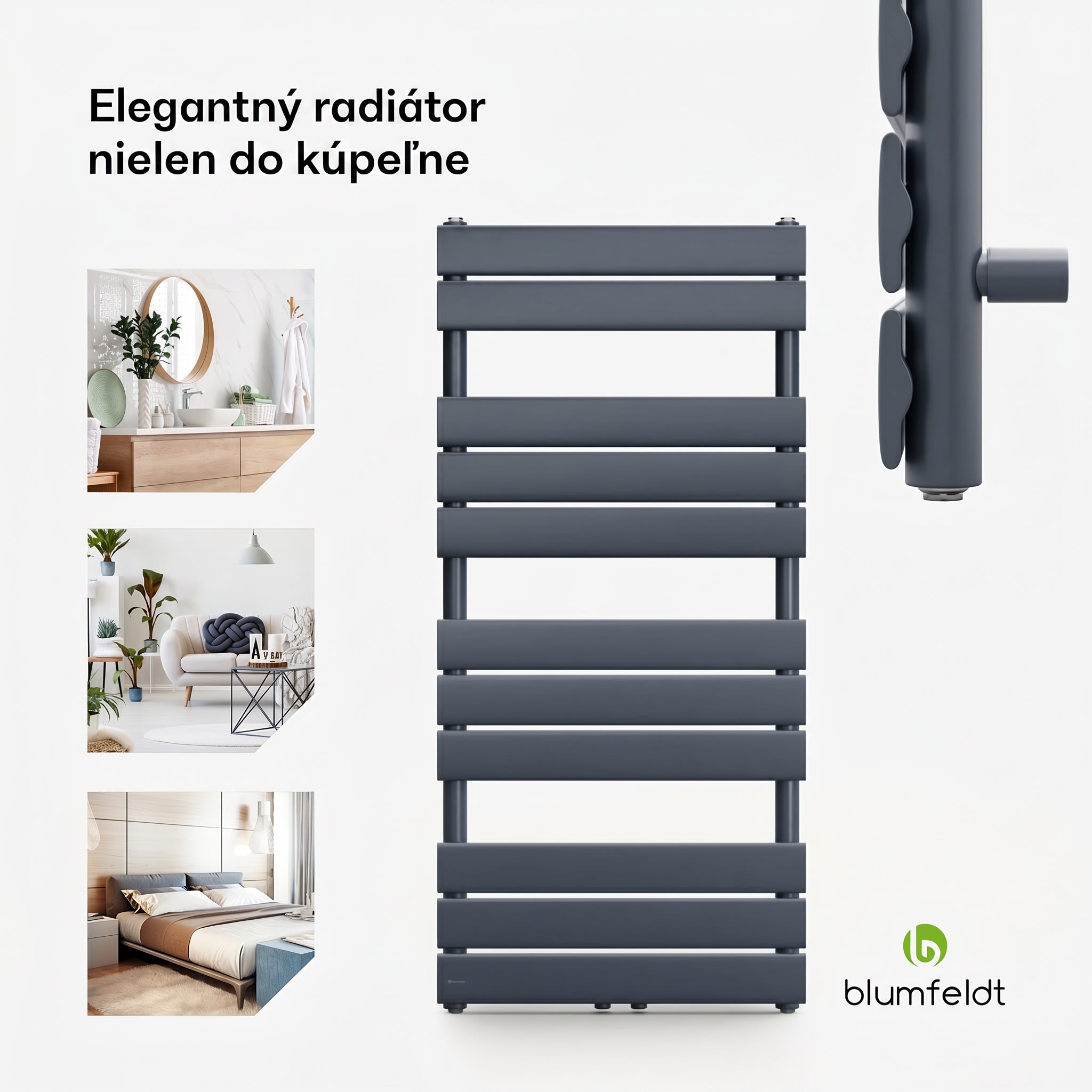 Blumfeldt Fairmont, 50 x 107, radiátor, 509 W, teplovodný, 4 vešiaky uterákov, 1/2"