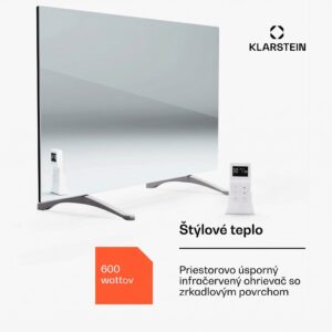 Klarstein Marvel Mirror 600, infračervený ohrievač, 600 W, týždenný časovač, zrkadlo
