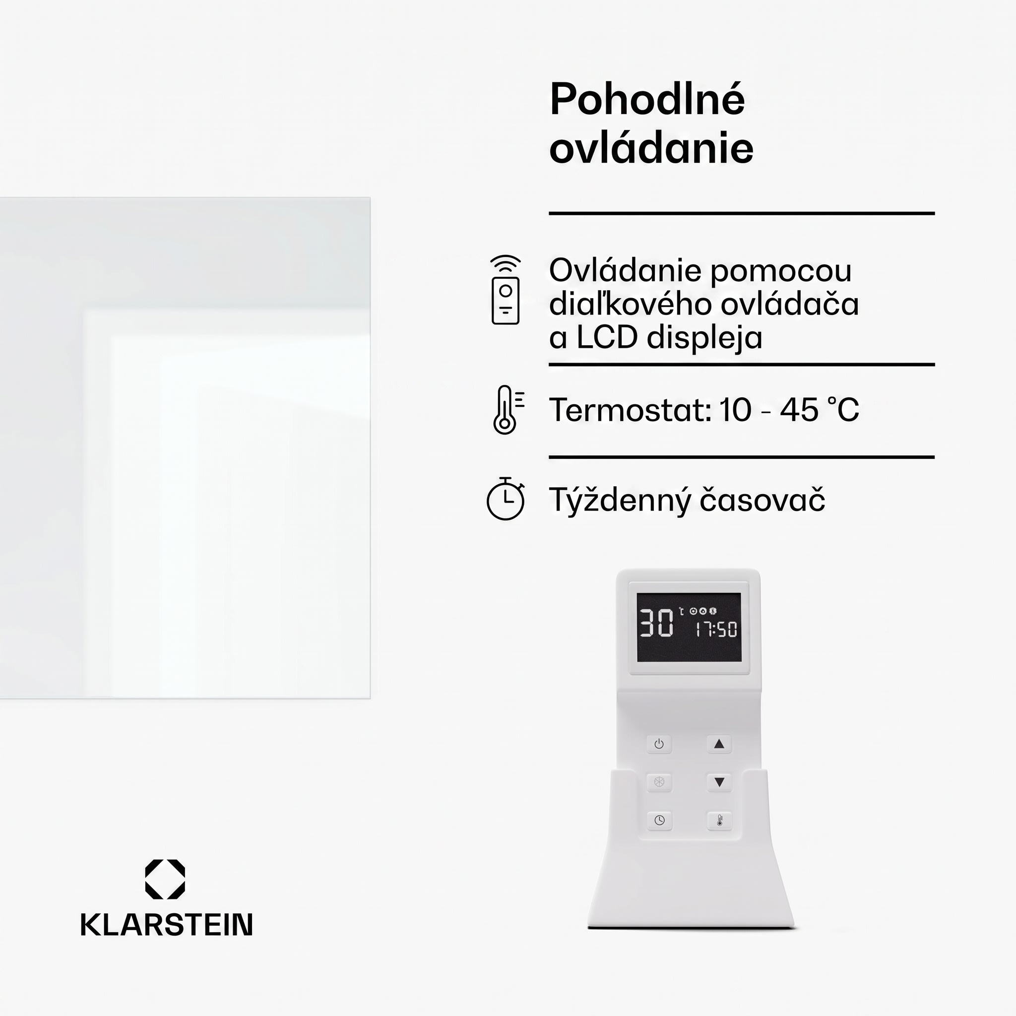 Klarstein Marvel Mirror 600, infračervený ohrievač, 600 W, týždenný časovač, zrkadlo – Obrázok 3