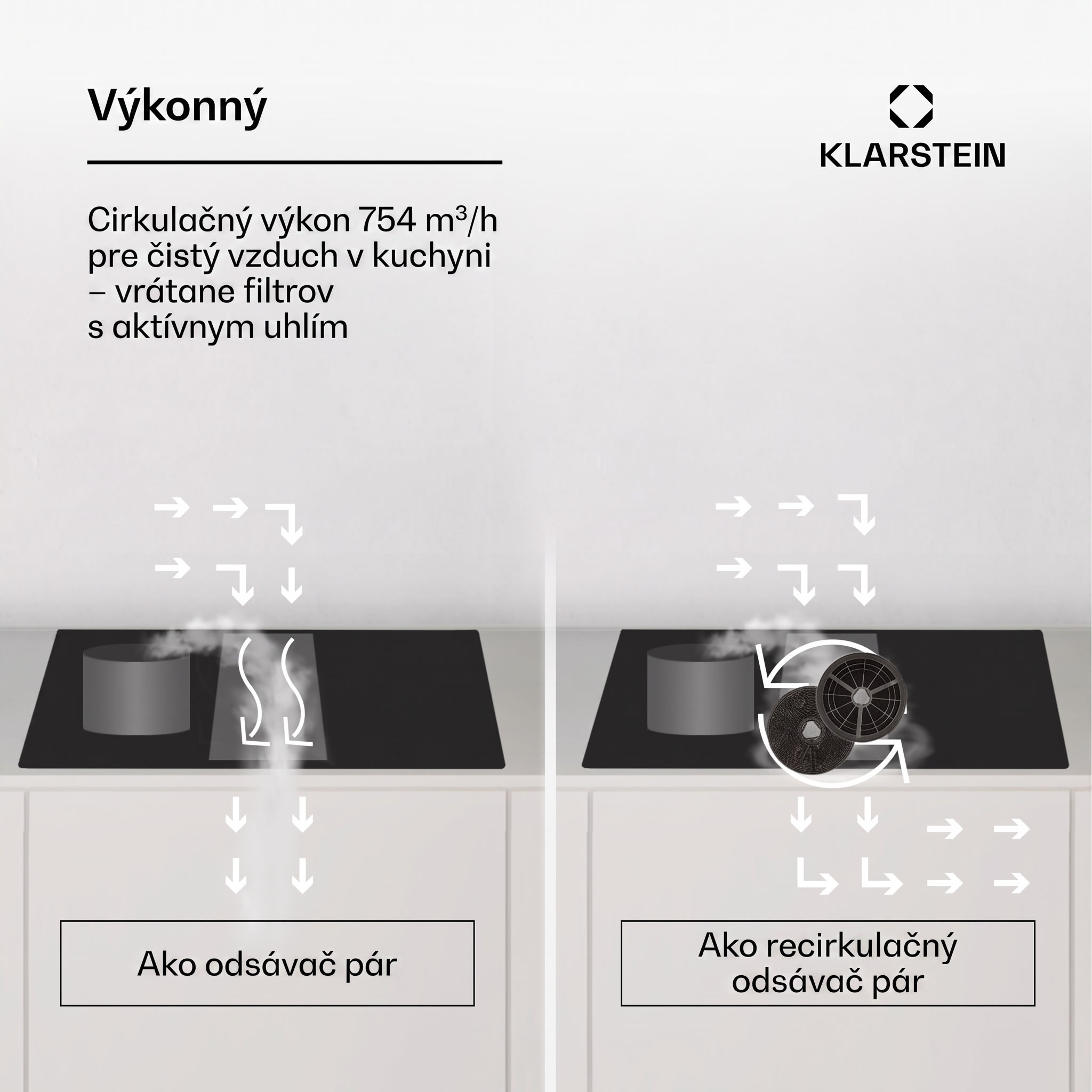 Klarstein AirJet 83, Down Air System, indukčný sporák + DownAir-digestor, 754 m³/h, A++ – Obrázok 4