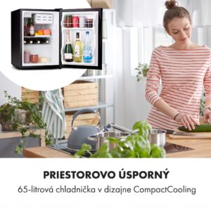 Klarstein Cool Kid, mini chladnička, 66 l, mraziaci priečinok 4 l, 41 dB, energet. trieda F, čierna