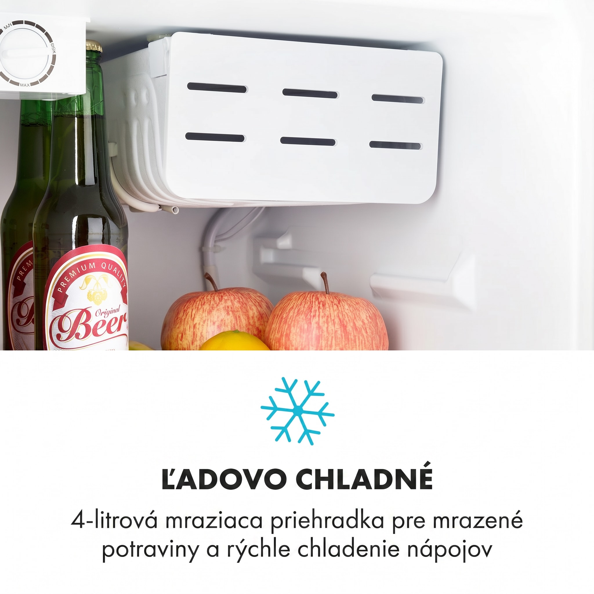 Klarstein Cool Kid, mini chladnička, 66 l, mraziaci priečinok 4 l, 41 dB, energet. trieda F, čierna – Obrázok 2