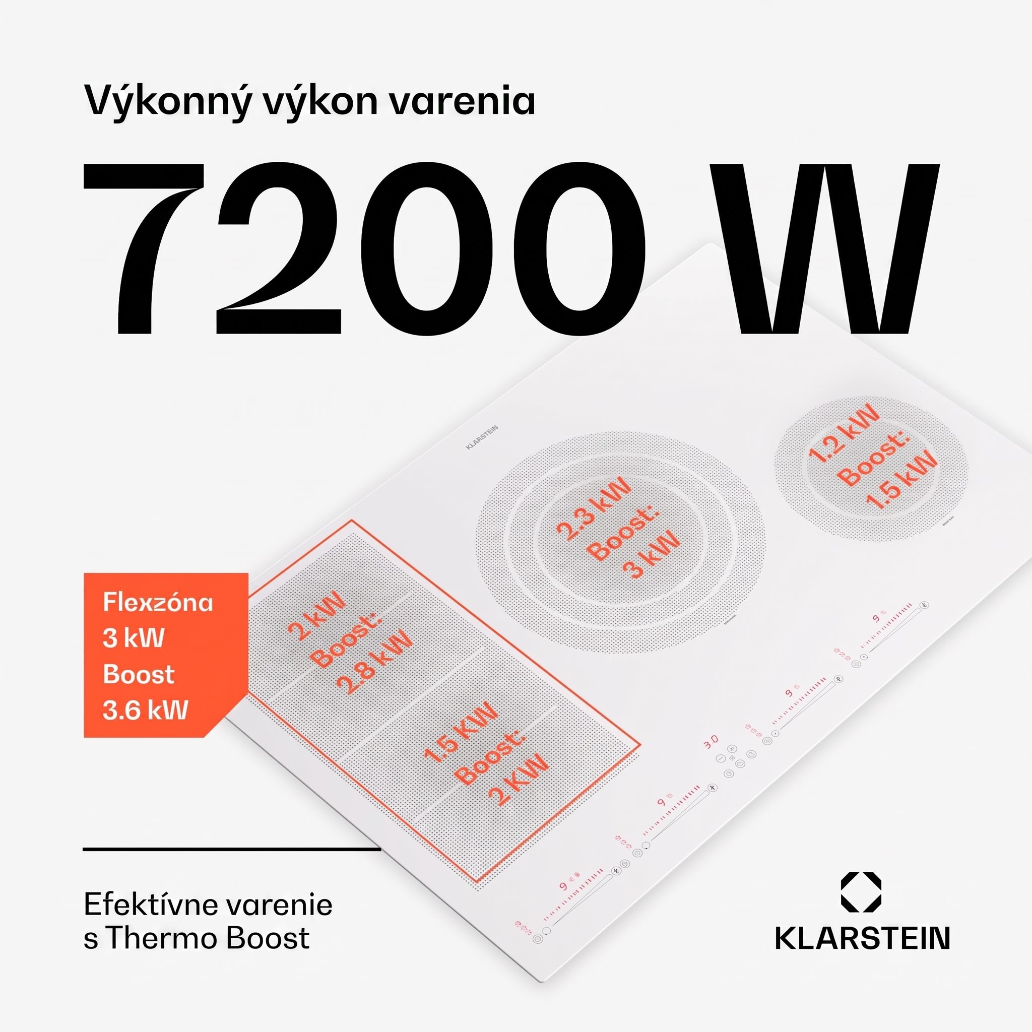 Klarstein Masterzone 77 Hybrid, indukčná varná doska, max. 7200 W, vstavaná, 4 Flex zóny, technológia ThermoBoost, Smart Flex – Obrázok 2