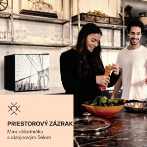 Klarstein CoolArt 45L, mini chladnička, EEK E, mraziaci priestor 1,5 l, dizajnové dvere