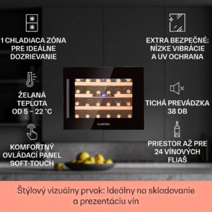 Klarstein Vinsider 24 Onyx Edition, vstavaná vinotéka, energet. trieda G