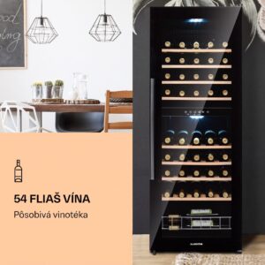 Klarstein Barossa 54 Duo, vinotéka, 148 l, 2 zóny, 54 fliaš, dotykový displej